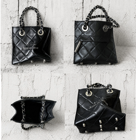 【2026/9月MUL展示会】【予約】MUL165-284 SHOPPER15 形状記憶レザー ブラックキルティング型押し (20260912)