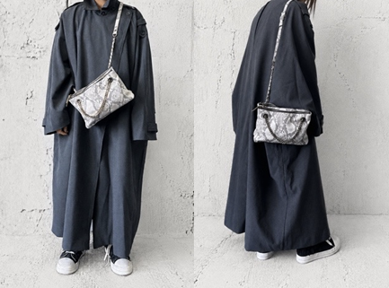 【2026/9月MUL展示会】【予約】MUL113-588D レイヤーチェーンショルダーバッグS 転写パイソン洗い加工 (20260912)