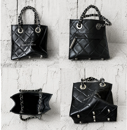 【2026/9月MUL展示会】【予約】MUL165-284  　SHOPPER15 　形状記憶レザー　ブラックキルティング型押し　　(20260912)