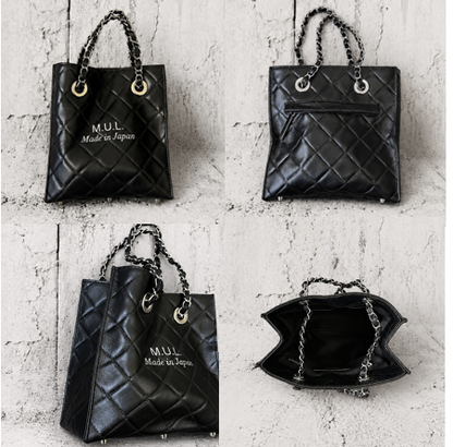 【2026/9月MUL展示会】【予約】MUL166-284  　SHOPPER20 　形状記憶レザー　ブラックキルティング型押し　　(20260912)
