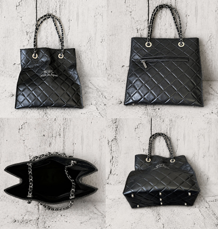 【2026/9月MUL展示会】【予約】MUL167-284  　SHOPPER25 　形状記憶レザー　ブラックキルティング型押し　　(20260912)