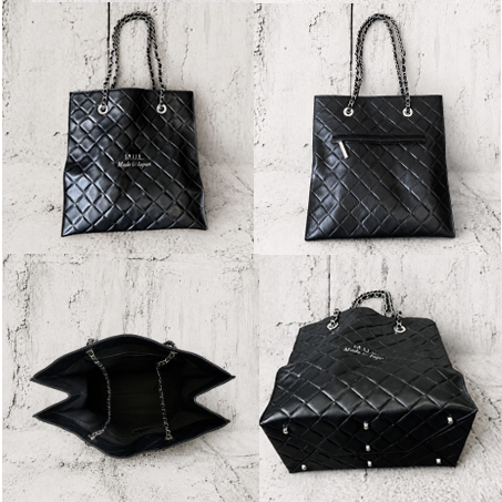 【2026/9月MUL展示会】【予約】MUL168-284  　SHOPPER30 　形状記憶レザー　ブラックキルティング型押し　　(20260912)