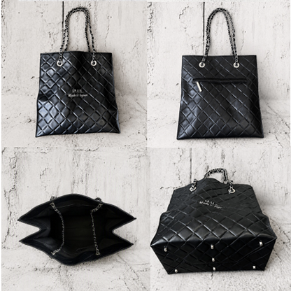 【2026/9月MUL展示会】【予約】MUL168-284  　SHOPPER30 　形状記憶レザー　ブラックキルティング型押し　　(20260912)