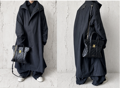 【2026/9月MUL展示会】【予約】MUL213-286A　ロックラインスクエアフラップトートバッグS　　ブラック　キルティング型押し　　(20260912)