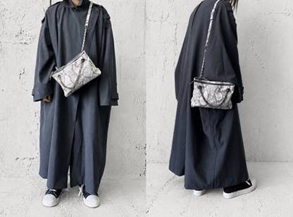 【2026/9月MUL展示会】【予約】MUL113-588D　レイヤーチェーンショルダーバッグS　　転写パイソン洗い加工　　(20260912)