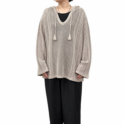 【予約】【2月中旬入荷予定】   siro 展示会　  R713102     レースメッシュニットフーディー     SPRING/SUMMER   (0261015)