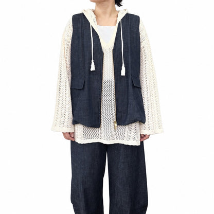【予約】【2月下旬入荷予定】   siro 展示会　  R713309   ソフトデニムVネックベスト     SPRING/SUMMER   (20261015)