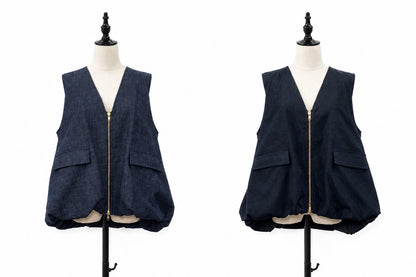 【予約】【2月下旬入荷予定】   siro 展示会　  R713309   ソフトデニムVネックベスト     SPRING/SUMMER   (20261015)
