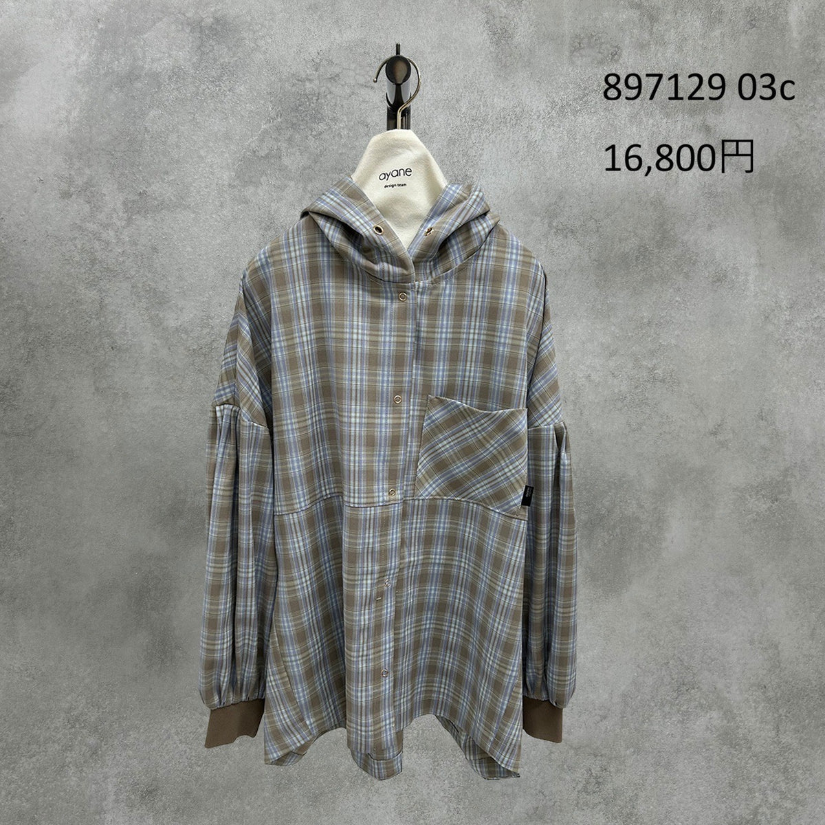 【予約】【1月中旬入荷予定】ayane展示会    897129    フーディチェックシャツ　2027/Early Spring （20260922）