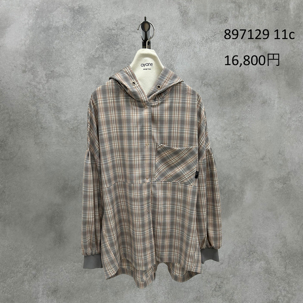 【予約】【1月中旬入荷予定】ayane展示会    897129    フーディチェックシャツ　2027/Early Spring （20260922）