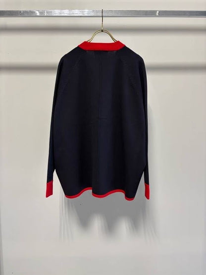 【予約】【1月下旬入荷予定】マルゴーヴィンテージ展示会　MGKN-27005-S   バイカラーVネックカーディガン　2027/Spring collection　(20261006MG)