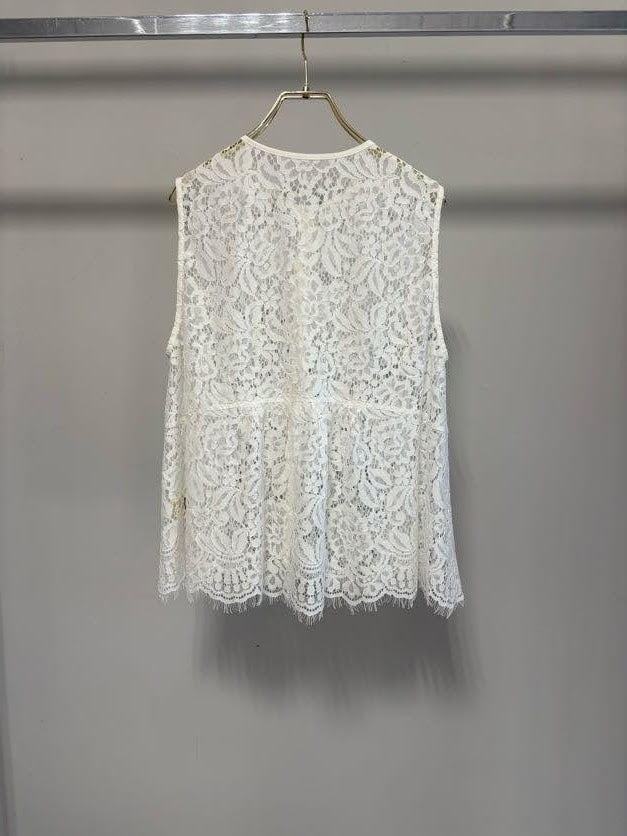 【予約】【3月下旬入荷予定】マルゴーヴィンテージ展示会　MGBL-27024-S   総レースノースリーブベスト　2027/Spring collection　(20261006MG)