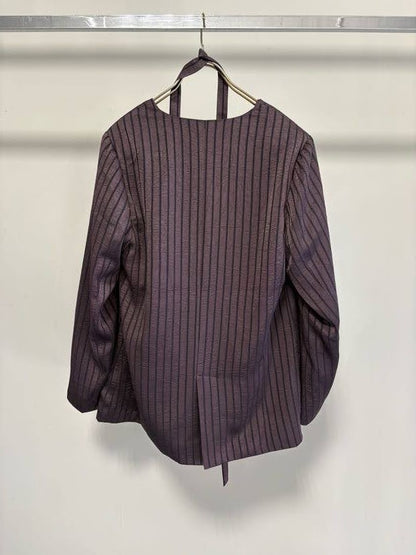 【予約】【2月下旬入荷予定】GOOD VIEW DESIGN展示会　GVDJK-27001  サテンストライプノーカラージャケット　2027/Spring collection　(20261006GVD)