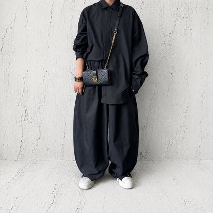 【2026/9月MUL展示会】【予約】MUL217-286A　ロックラインラウンドロングウォレットショルダー　　ブラック　キルティング型押し　　(20260912)